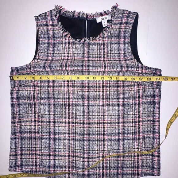 Bar III Fringe Plaid Tweed Sleeveless Top Size 8 Like New - Picture 6 of 6